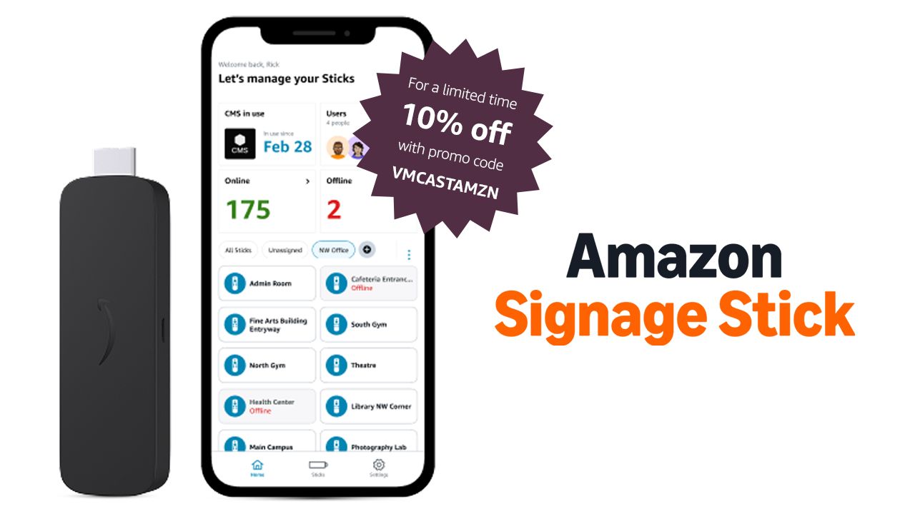 Amazon Signage Stick - purpose-built hardware, optimizes digital signage in healthcare.