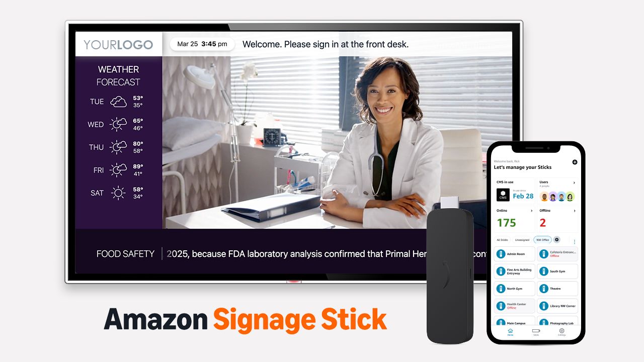 Sign up for an annual VMcast plan and get an Amazon Signage Stick on us.