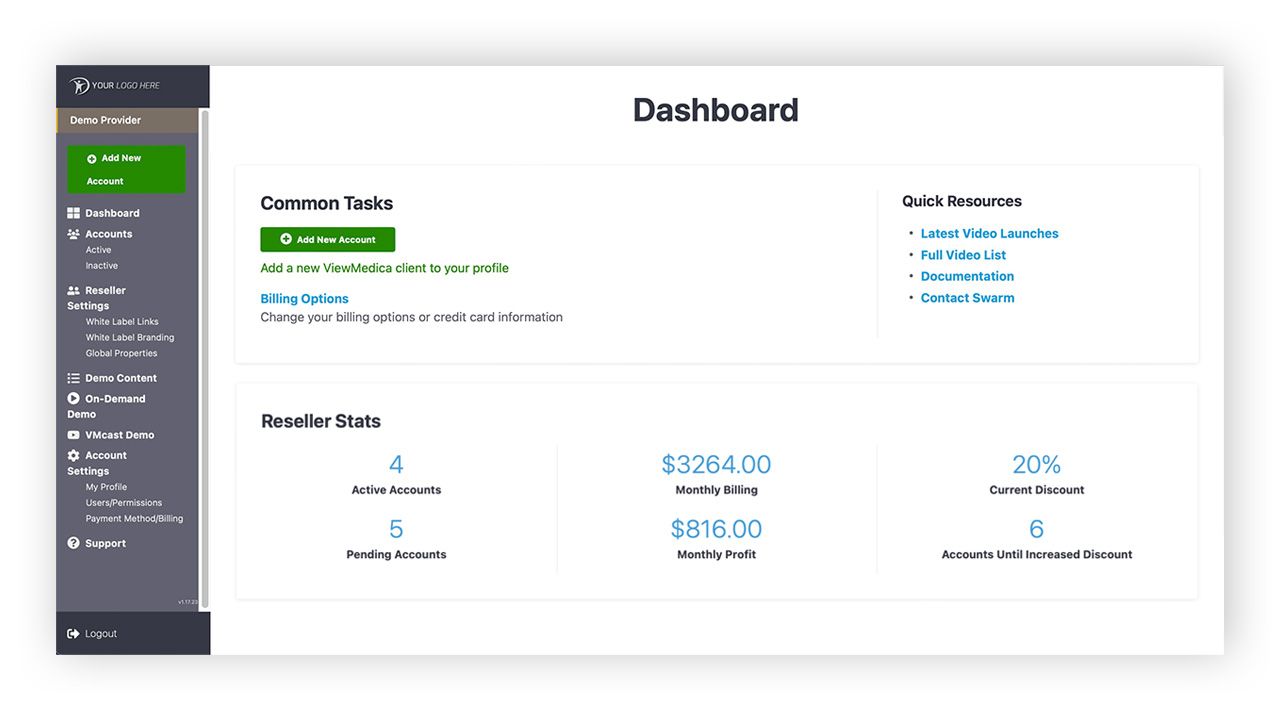Manage your members with a custom Reseller Dashboard.
